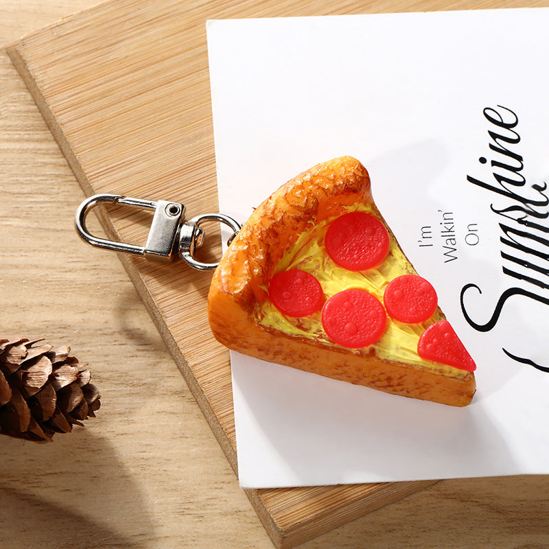 Venta al por mayor Llavero de pizza de simulación de PVC